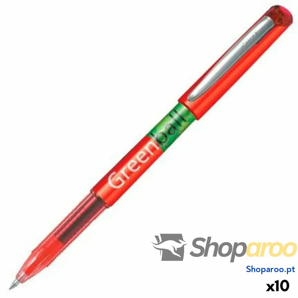 Esferográfica de tinta líquida Pilot Green-Ball Vermelho (10 Unidades)