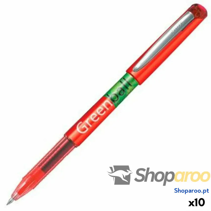 Esferográfica de tinta líquida Pilot Green-Ball Vermelho (10 Unidades)