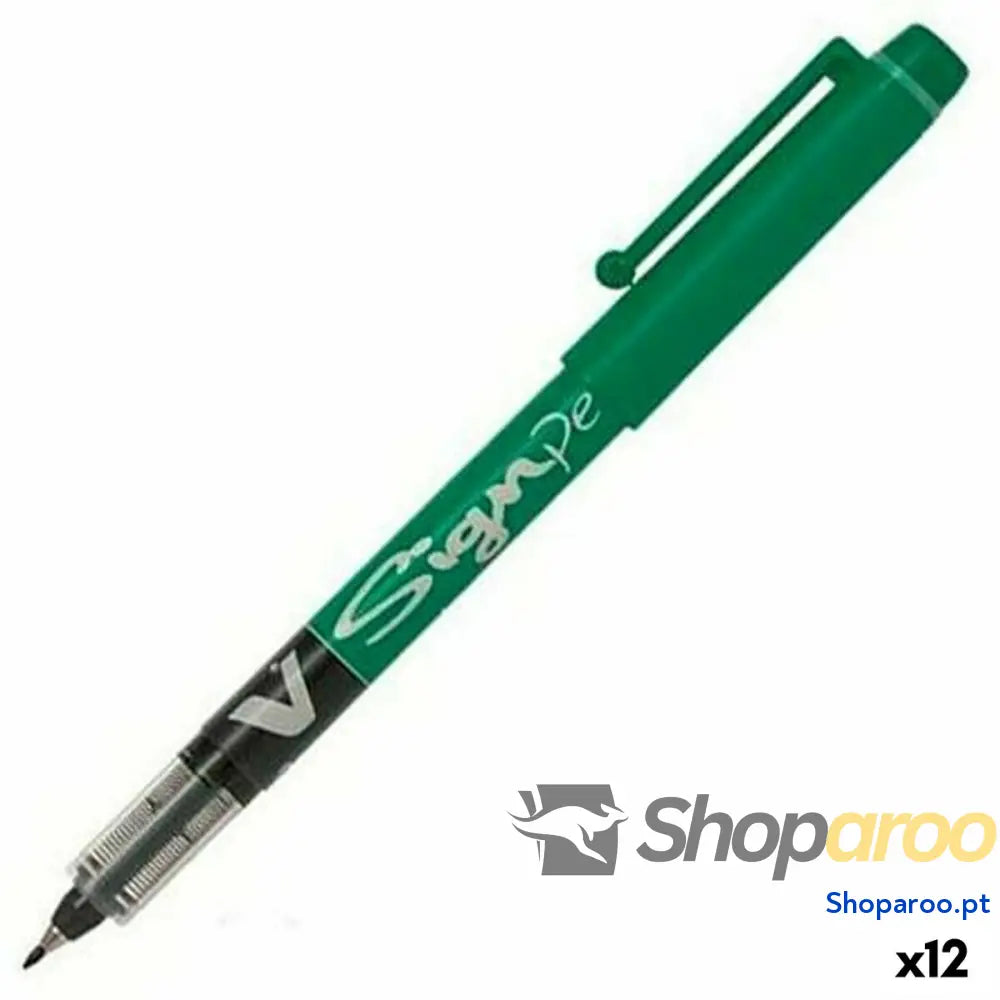 Esferográfica de tinta líquida Pilot V Sign Verde 0,6 mm (12 Unidades)