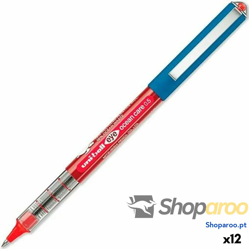 Esferográfica de tinta líquida Uni-Ball ROLLERBALL EYE OCEAN CARE 0,5 mm Vermelho (12 Unidades)