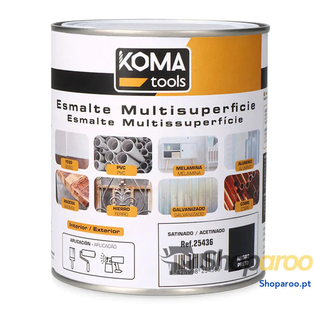 Esmalte acrílico Koma Tools Preto Acetinado 750 ml