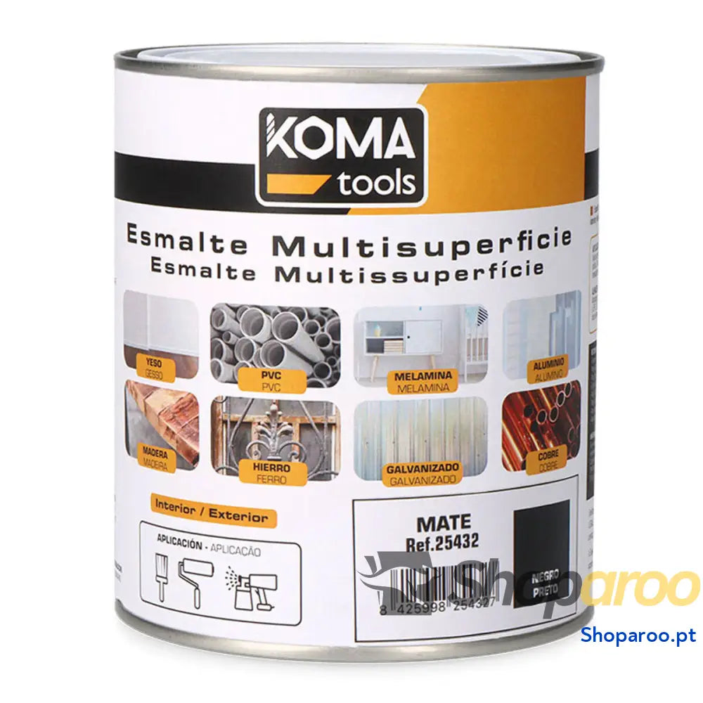 Esmalte acrílico Koma Tools Preto Mate 750 ml