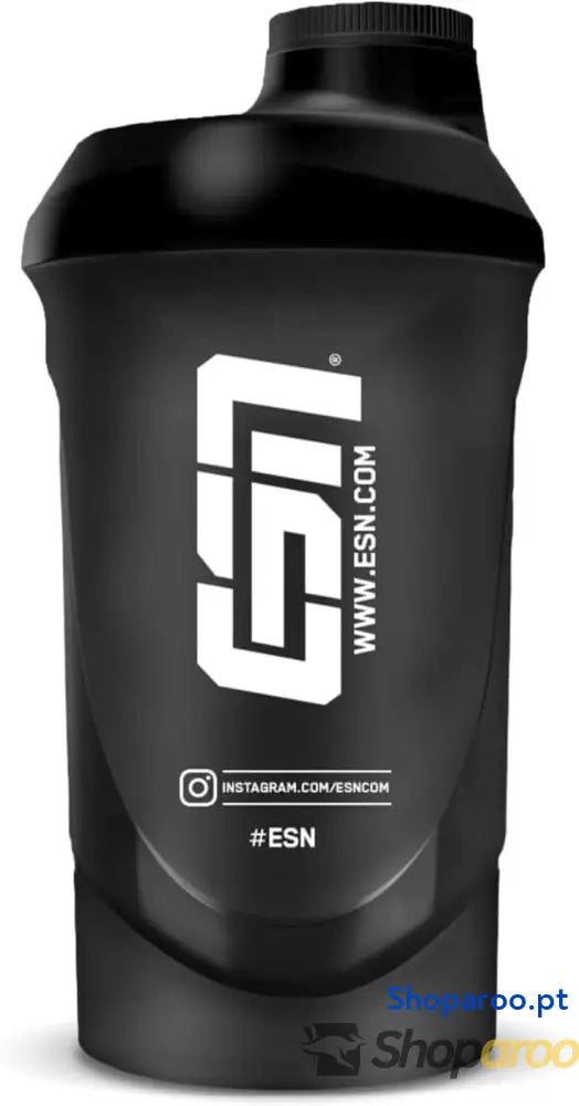 Garrafa Shaker Preta Transparente ESN 600 ml com Peneira Integrada