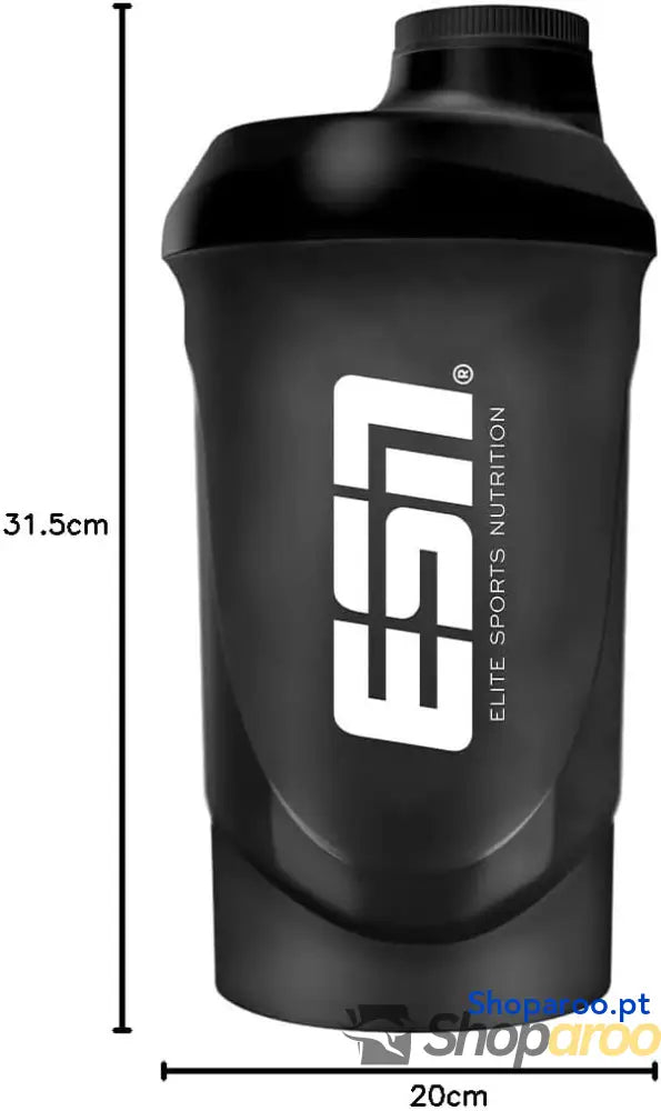 Garrafa Shaker Preta Transparente ESN 600 ml com Peneira Integrada