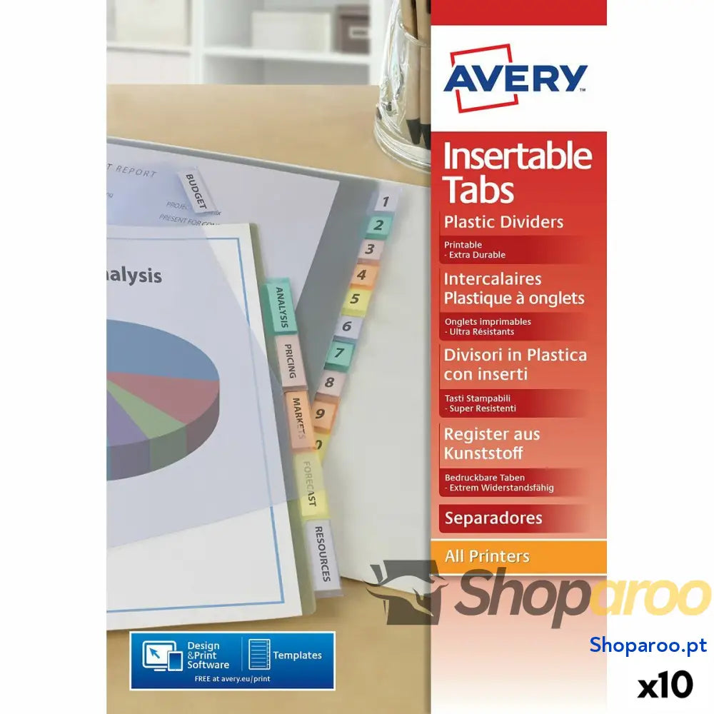 Espaçadores Avery Transparente A4 12 Folhas (10 Unidades)