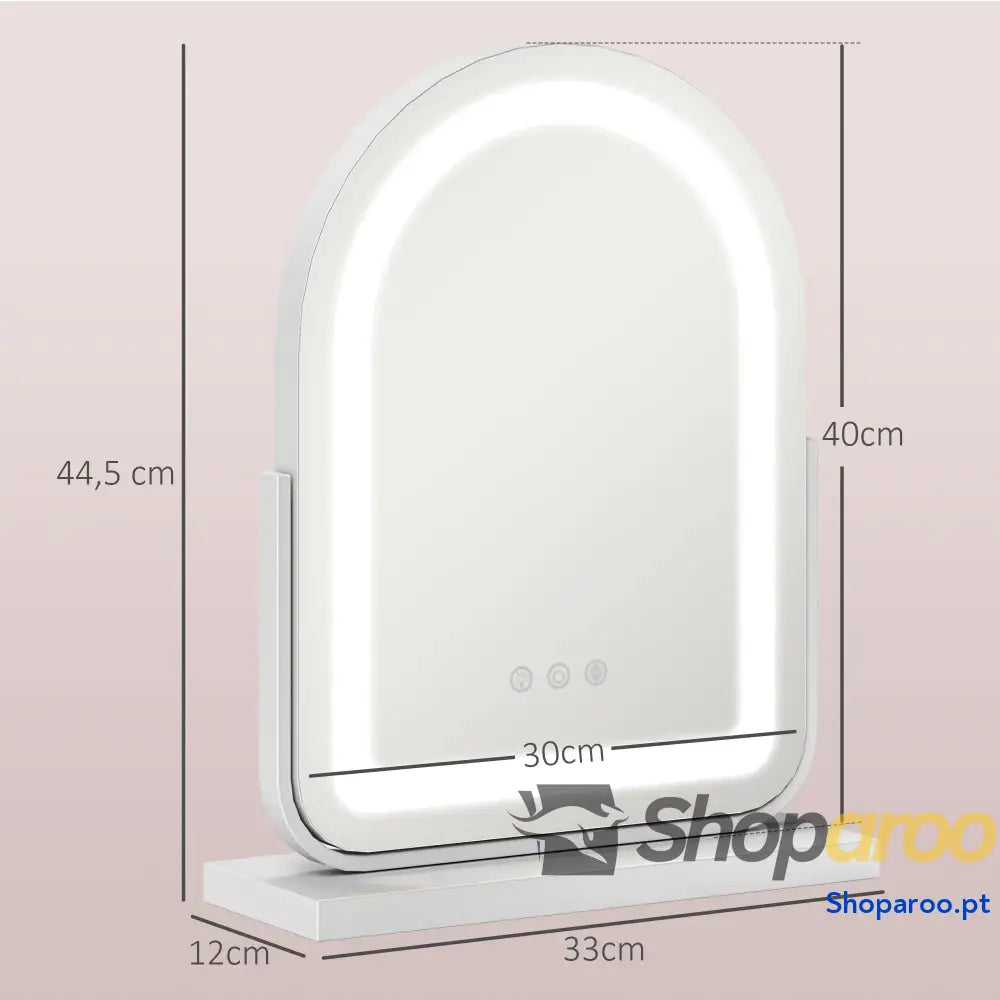 Espelho de Maquilhagem com Luz LED Rotativo Iluminação Ajustável