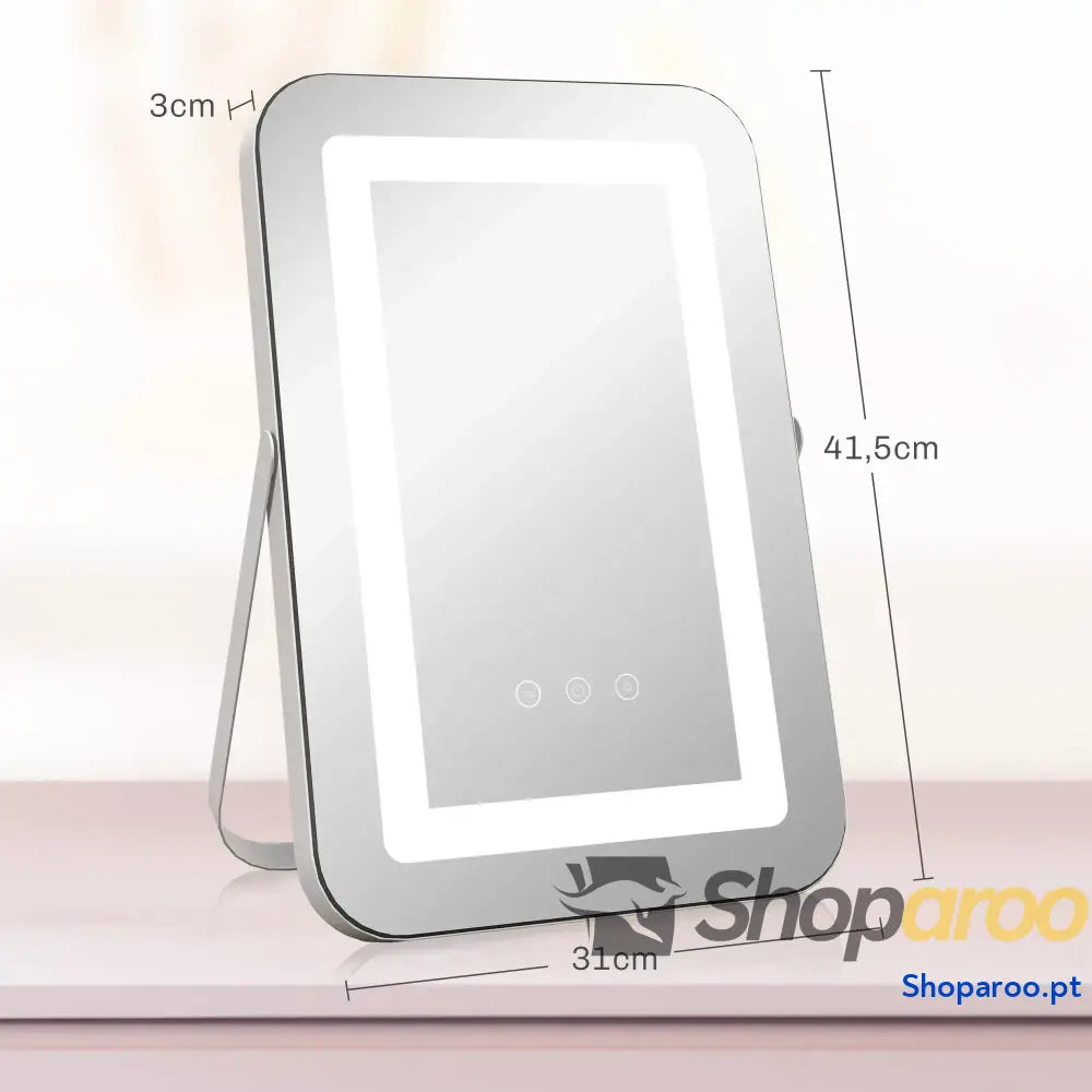 Espelho de maquilhagem com luzes LED e iluminação ajustável branco