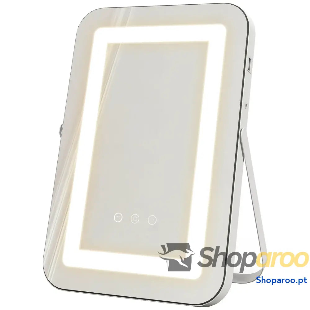 Espelho de maquilhagem com luzes LED e iluminação ajustável branco