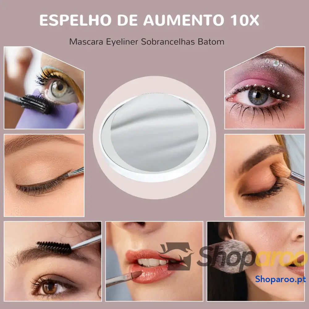 Espelho de maquilhagem com luzes LED e iluminação ajustável branco