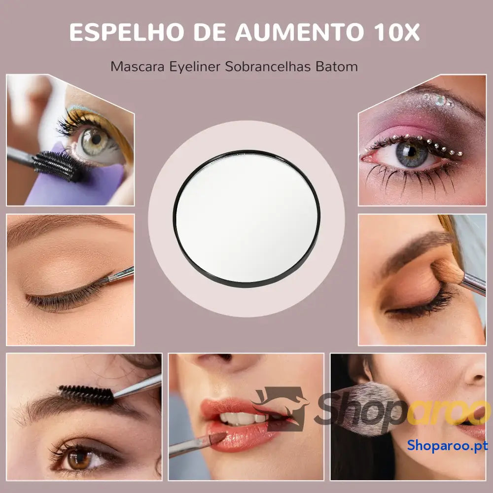 Espelho de Maquilhagem Estilo Hollywood com Luzes LED Preto