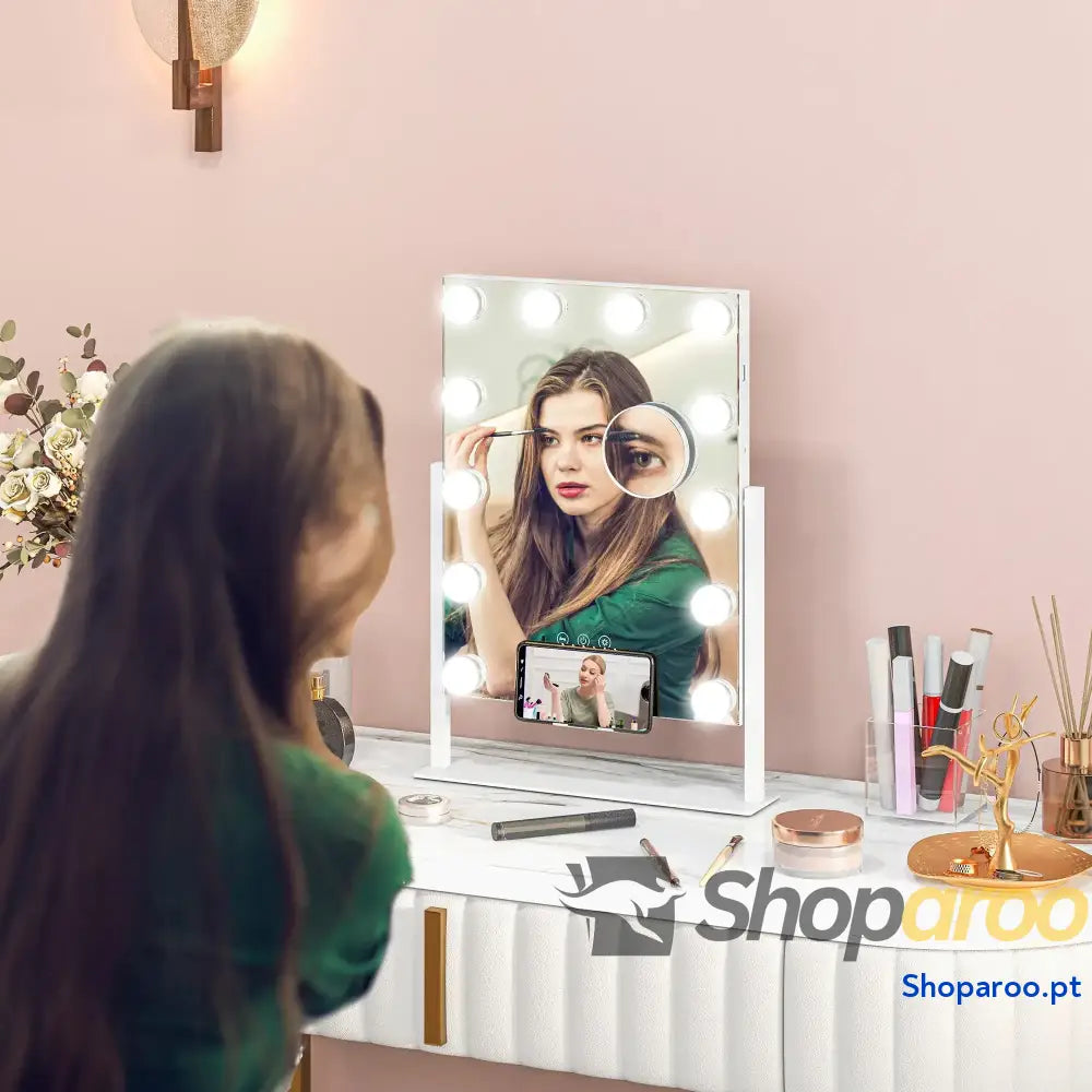 Espelho de Maquilhagem Hollywood com Luzes LED Branco