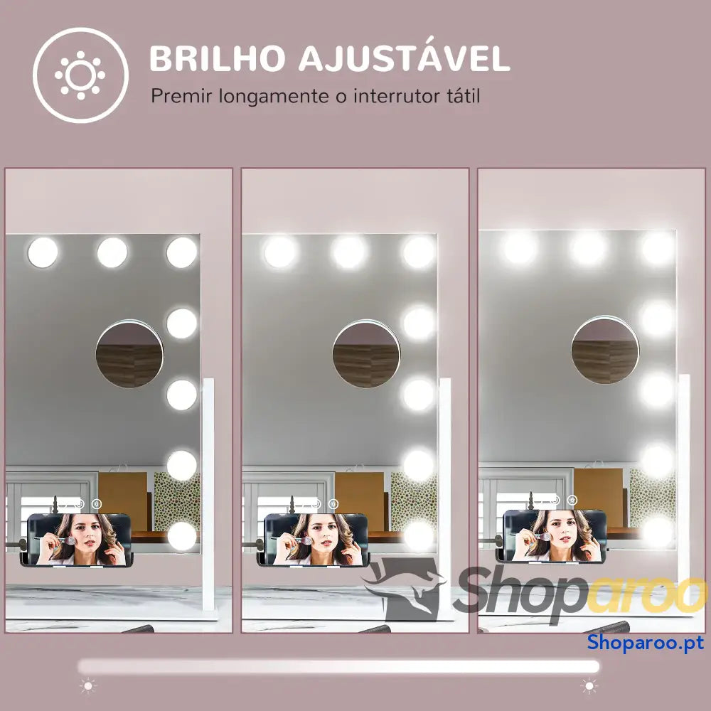 Espelho de Maquilhagem Hollywood com Luzes LED Branco