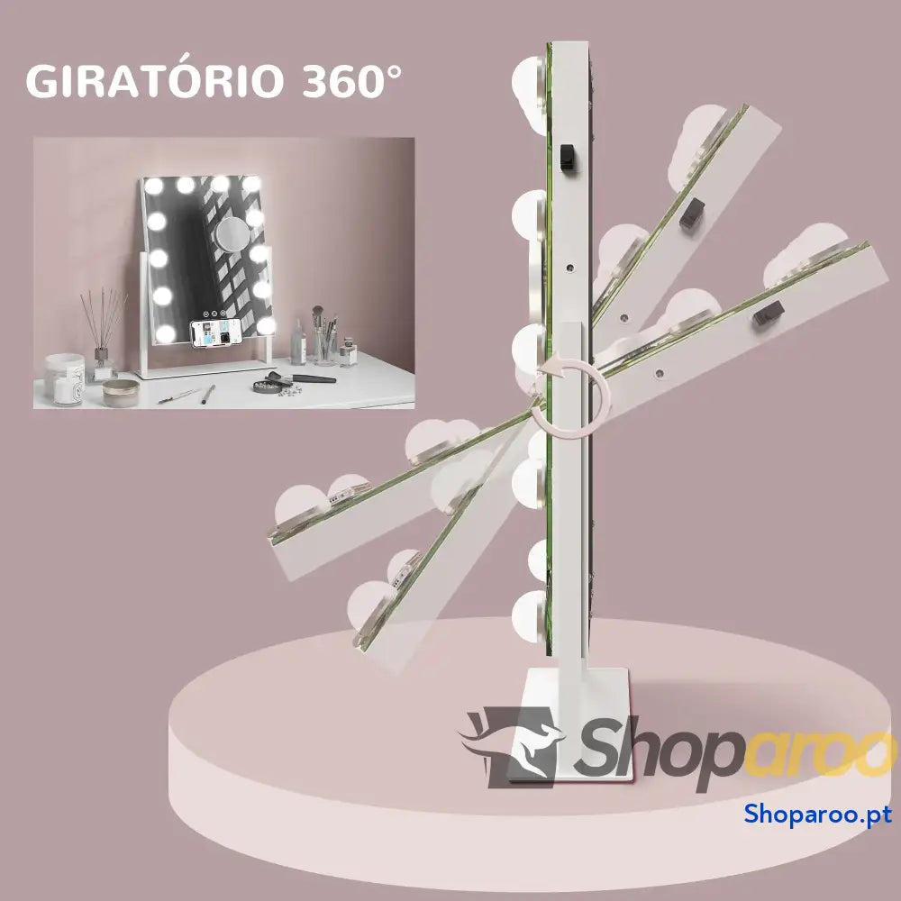 Espelho de Maquilhagem Hollywood com Luzes LED Branco