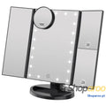 Espelho de maquilhagem iluminado com ampliação 1X / 2X / 3X luzes naturais LED ecrã tátil espelho recarregável