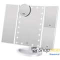 Espelho de maquilhagem iluminado com ampliação 1X / 2X / 3X luzes naturais LED ecrã tátil espelho recarregável