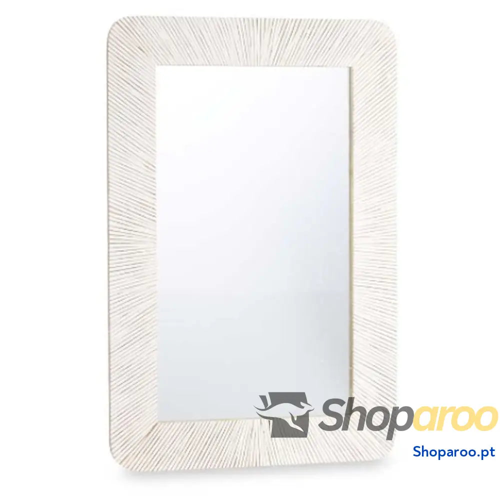 Espelho de parede 38 Branco Castanho Riscas 90 x 60 2 cm Retangular