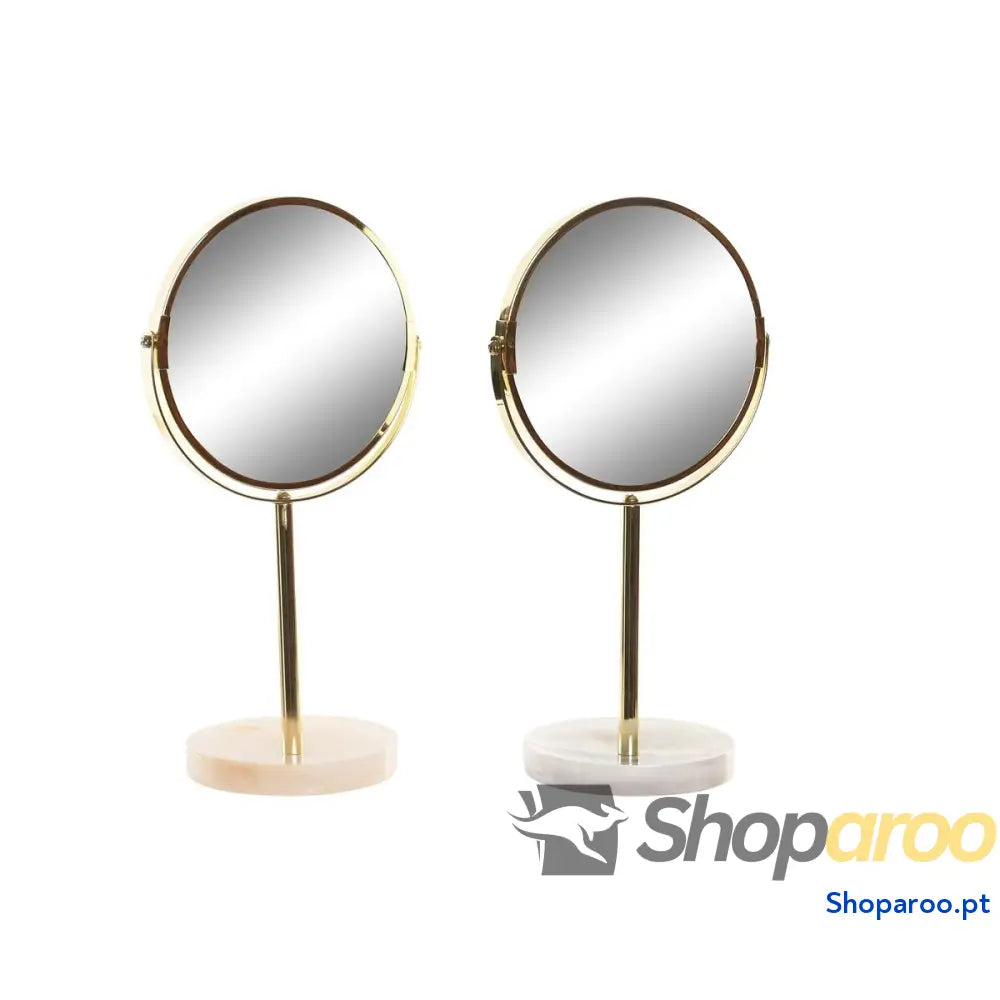 Espelho DKD Home Decor 18 x 13 35 cm Cinzento Bege Dourado Metal Branco Resina claro (2 Unidades)
