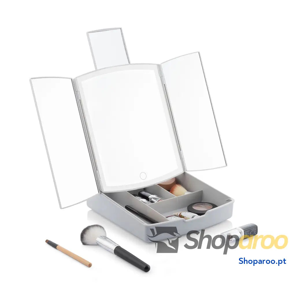 Espelho LED Dobrável com Organizador de Maquilhagem 3 em 1 Panomir InnovaGoods