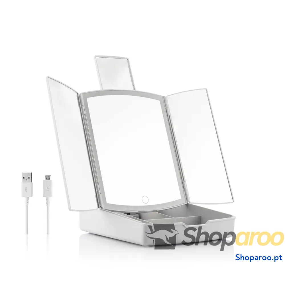 Espelho LED Dobrável com Organizador de Maquilhagem 3 em 1 Panomir InnovaGoods