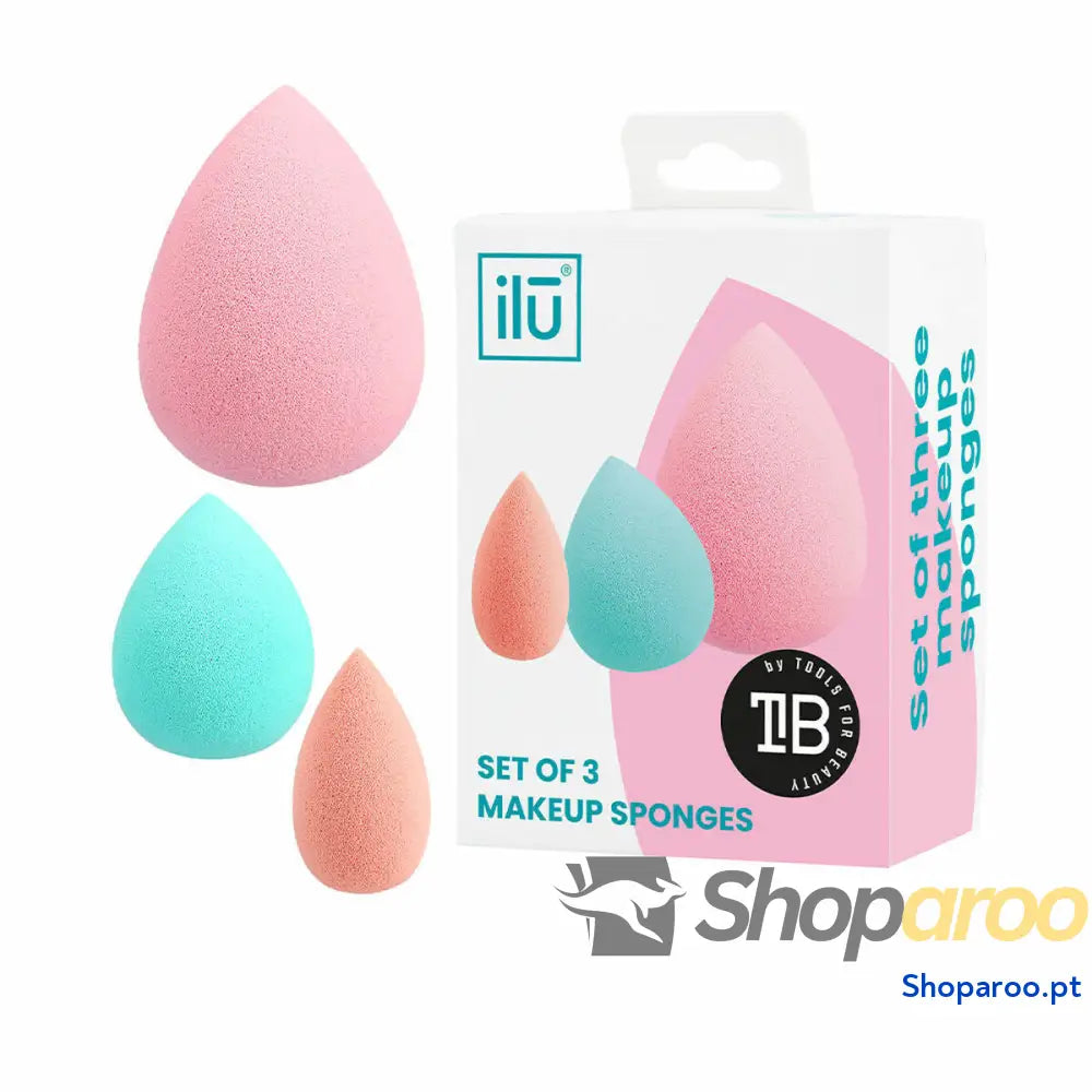 Esponja para Maquilhagem Ilū Esponjas Lote Multicolor 3 Peças