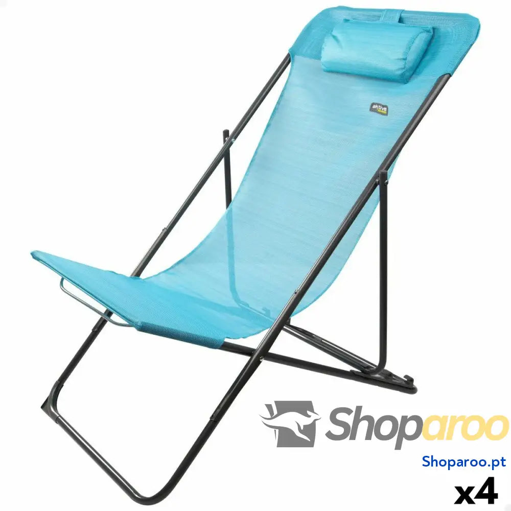 Espreguiçadeira reclinável Aktive Azul 53 x 87 x 78 cm (4 Unidades)