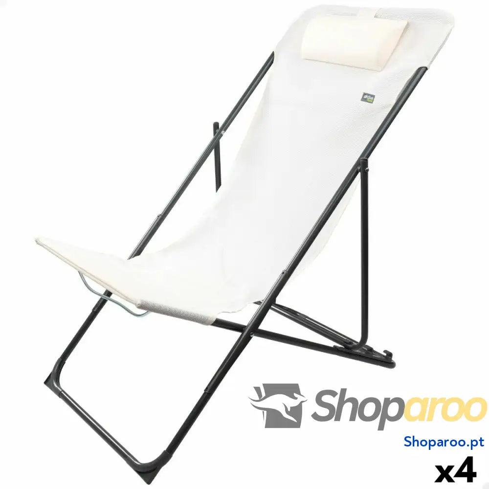 Espreguiçadeira reclinável Aktive Branco 53 x 87 x 78 cm (4 Unidades)