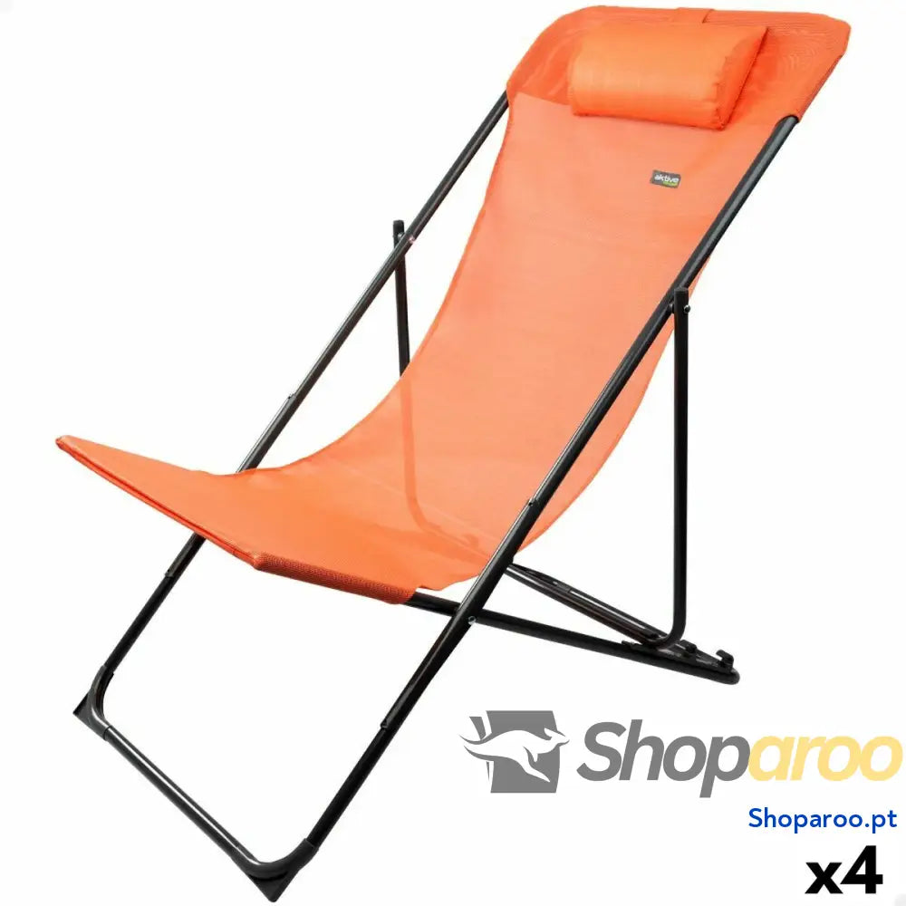Espreguiçadeira reclinável Aktive Laranja 53 x 87 x 78 cm (4 Unidades)
