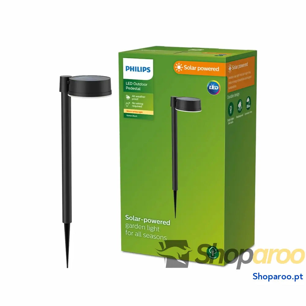 Estaca solar de jardim Philips Vynce 1,5 W 11,2 x 14,2 x 54 cm Preto Plástico Redondo (2700 K) (Branco quente) (1 Unidade)