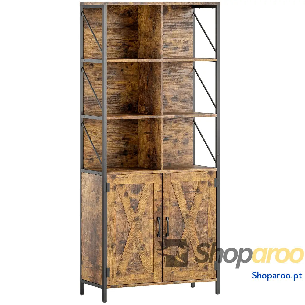 Estante de livros industrial com portas e prateleiras ajustáveis