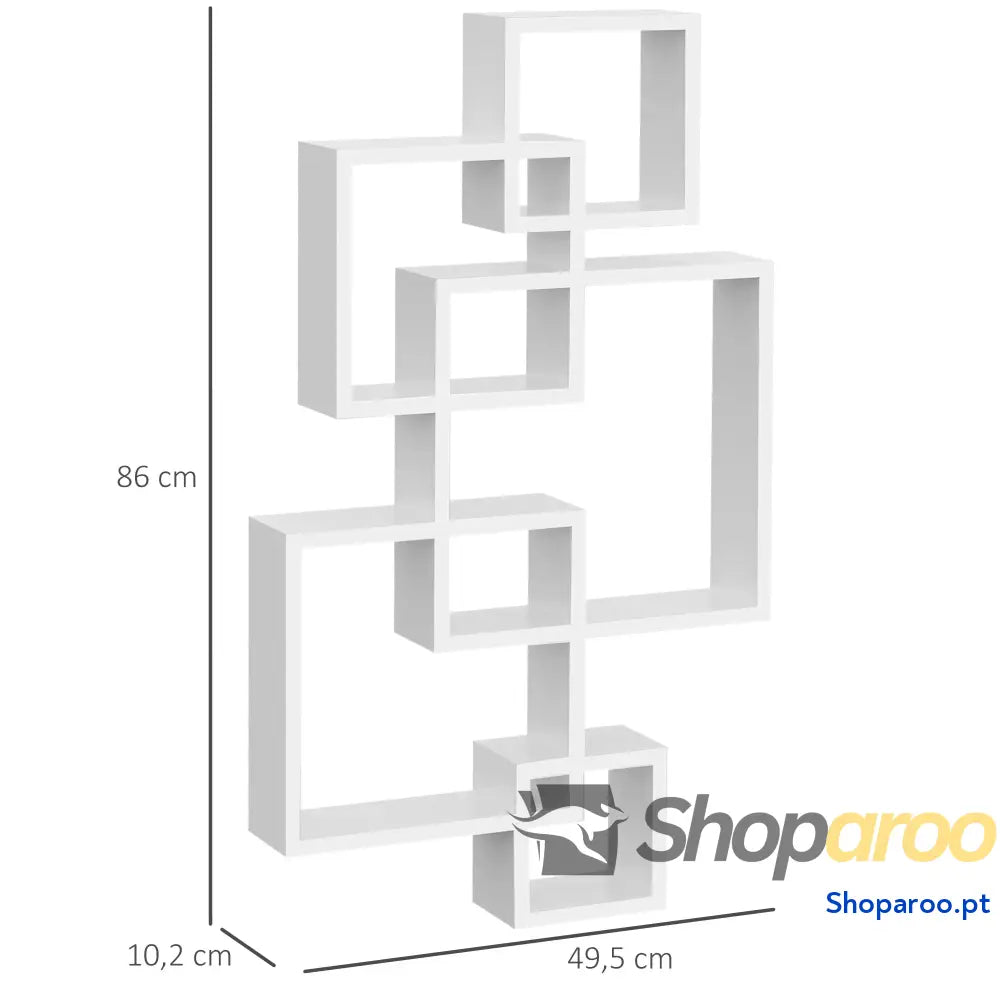 Estante de Parede com 5 Cubos Flutuante Madeira Estilo Moderno 49,5x10,2x86cm Branco