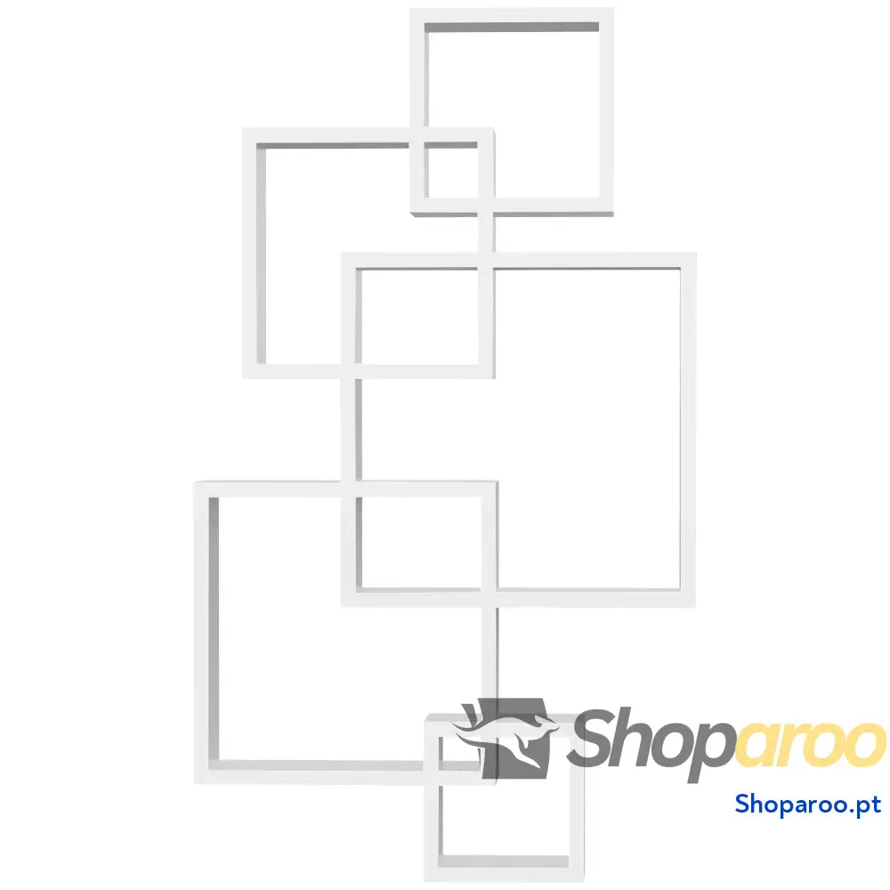 Estante de Parede com 5 Cubos Flutuante Madeira Estilo Moderno 49,5x10,2x86cm Branco
