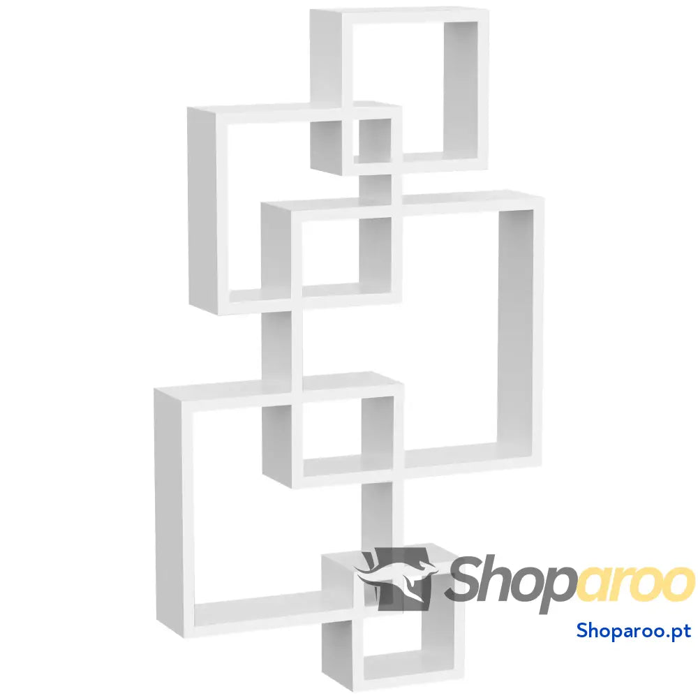 Estante de Parede com 5 Cubos Flutuante Madeira Estilo Moderno 49,5x10,2x86cm Branco