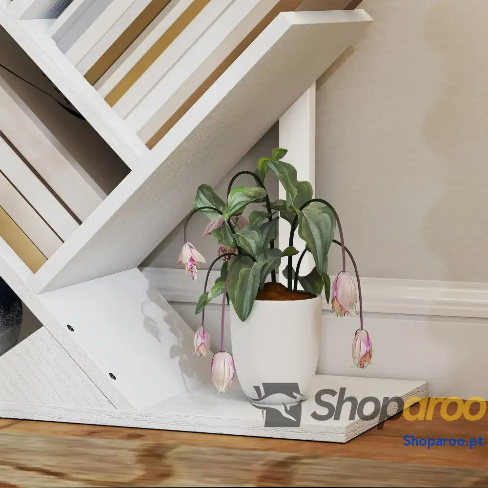 Estante em Forma de Árvore 9 Níveis Livros com Prateleiras e Estrutura Aço 50x24x136 cm Branco