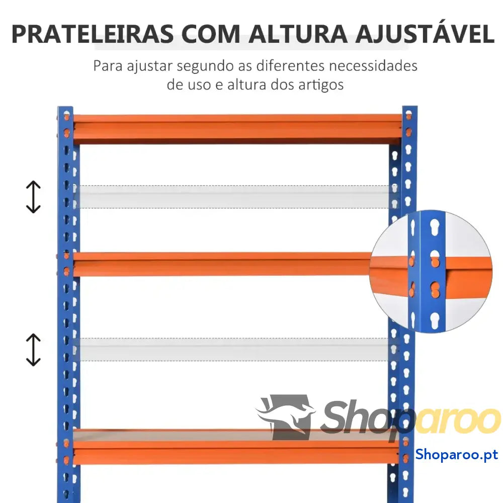 Estante metálica de armazenamento 80x40x182cm para garagem e oficina