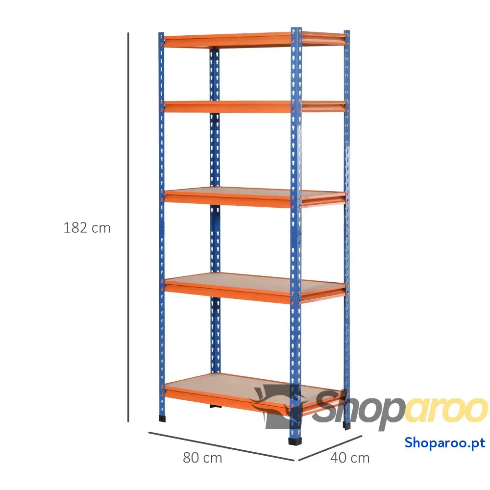 Estante metálica de armazenamento 80x40x182cm para garagem e oficina