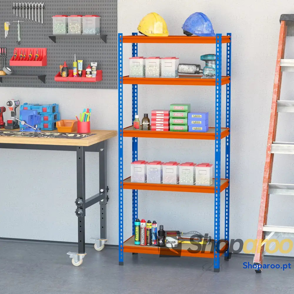 Estante metálica de armazenamento 80x40x182cm para garagem e oficina