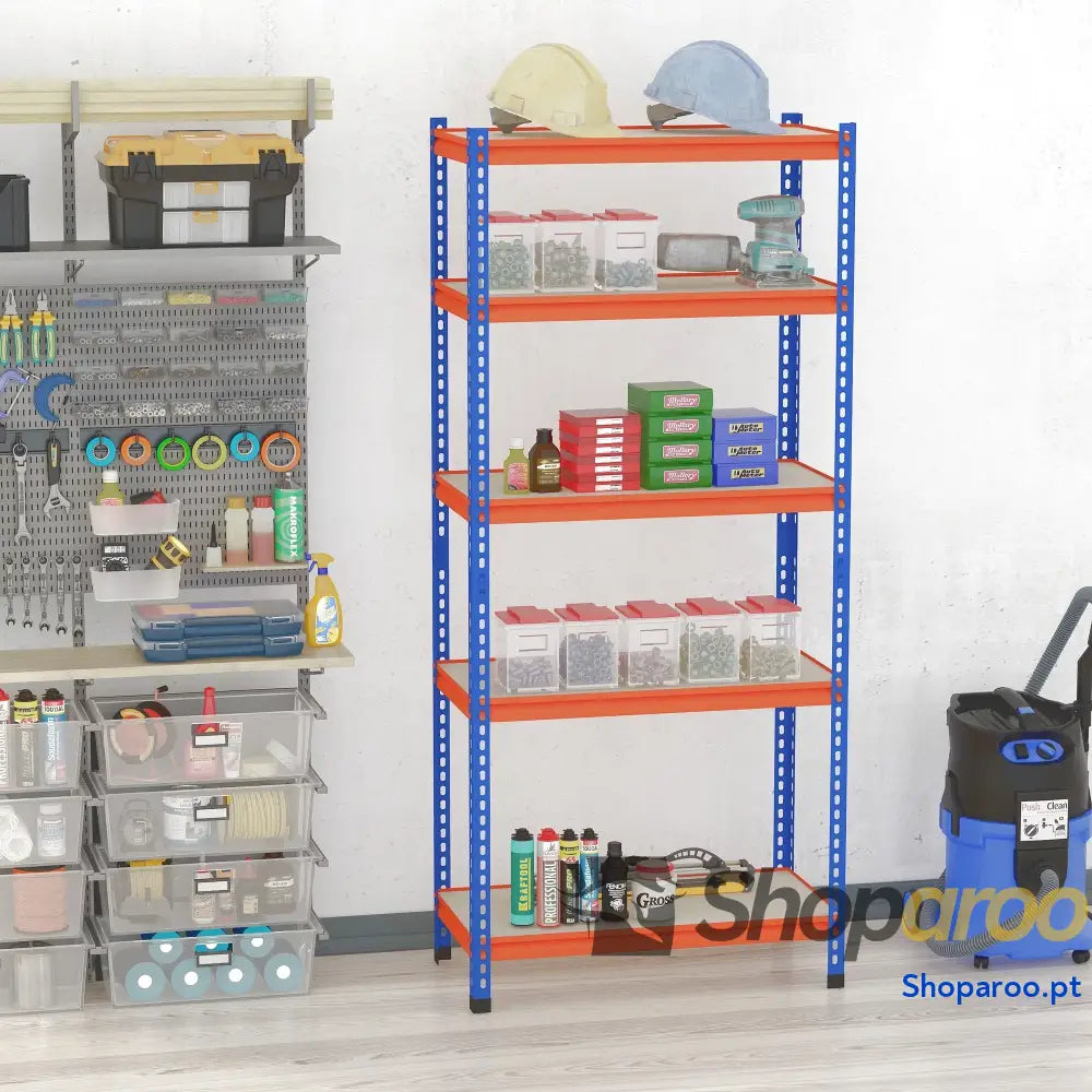 Estante metálica de armazenamento 80x40x182cm para garagem e oficina