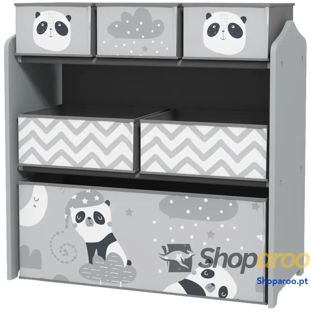 Estante para Brinquedos com 6 Caixas de Tecido não Amovíveis Organizador 63x30x66 cm Cinza