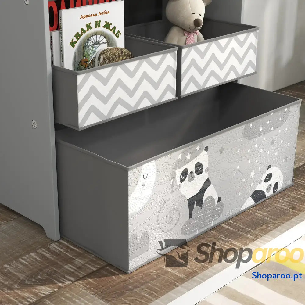 Estante para Brinquedos com 6 Caixas de Tecido não Amovíveis Organizador 63x30x66 cm Cinza