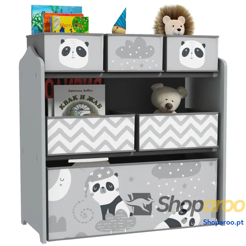 Estante para Brinquedos com 6 Caixas de Tecido não Amovíveis Organizador 63x30x66 cm Cinza