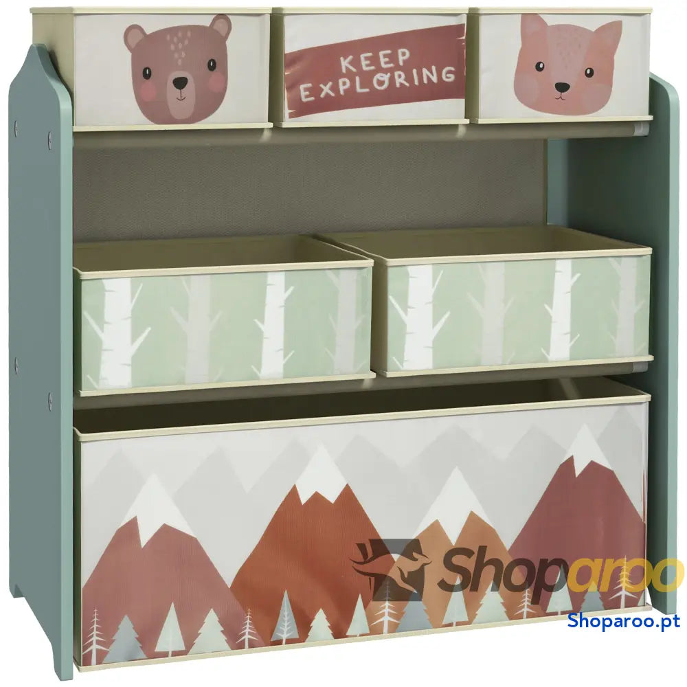 Estante para Brinquedos com 6 Caixas de Tecido não Amovíveis Organizador 63x30x66 cm Cinza