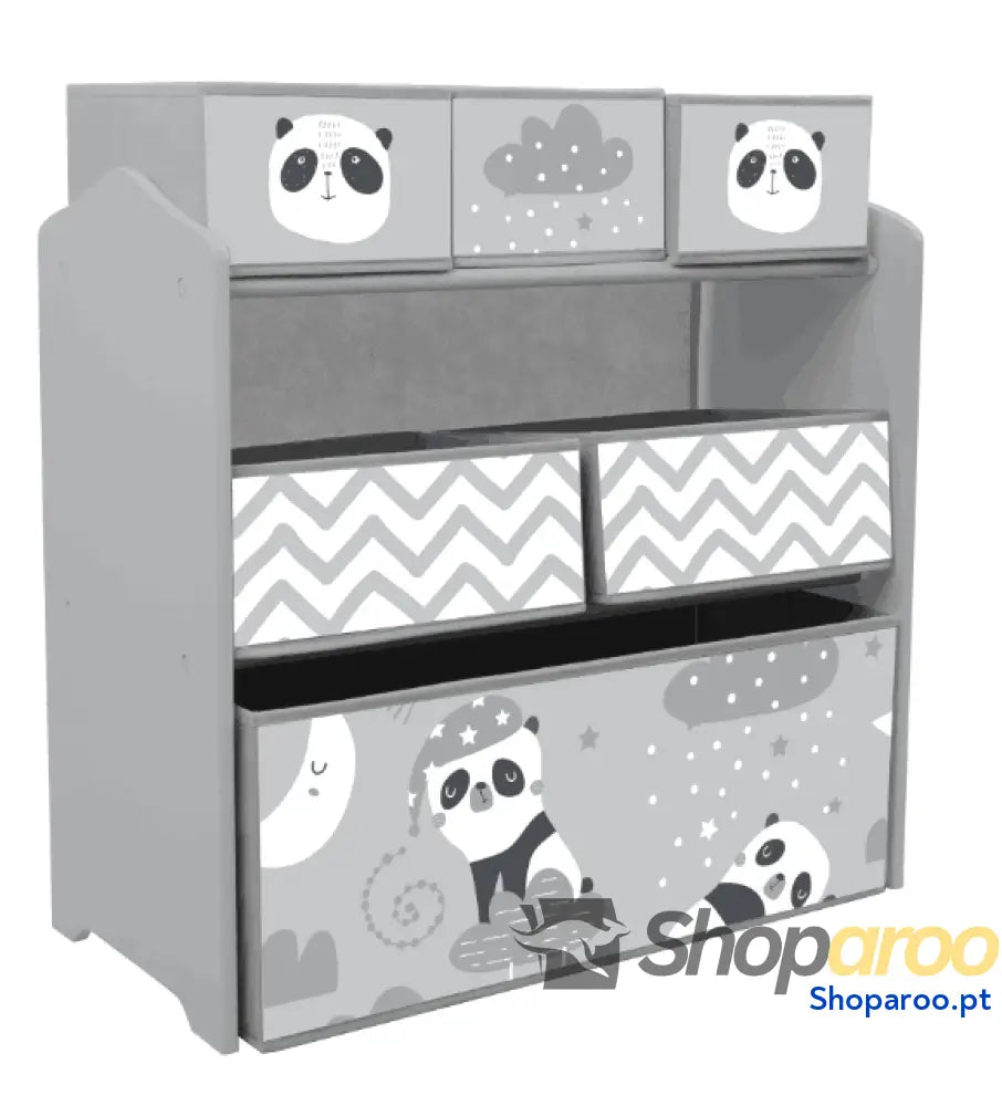 Estante para Brinquedos com 6 Caixas de Tecido não Amovíveis Organizador 63x30x66 cm Cinza