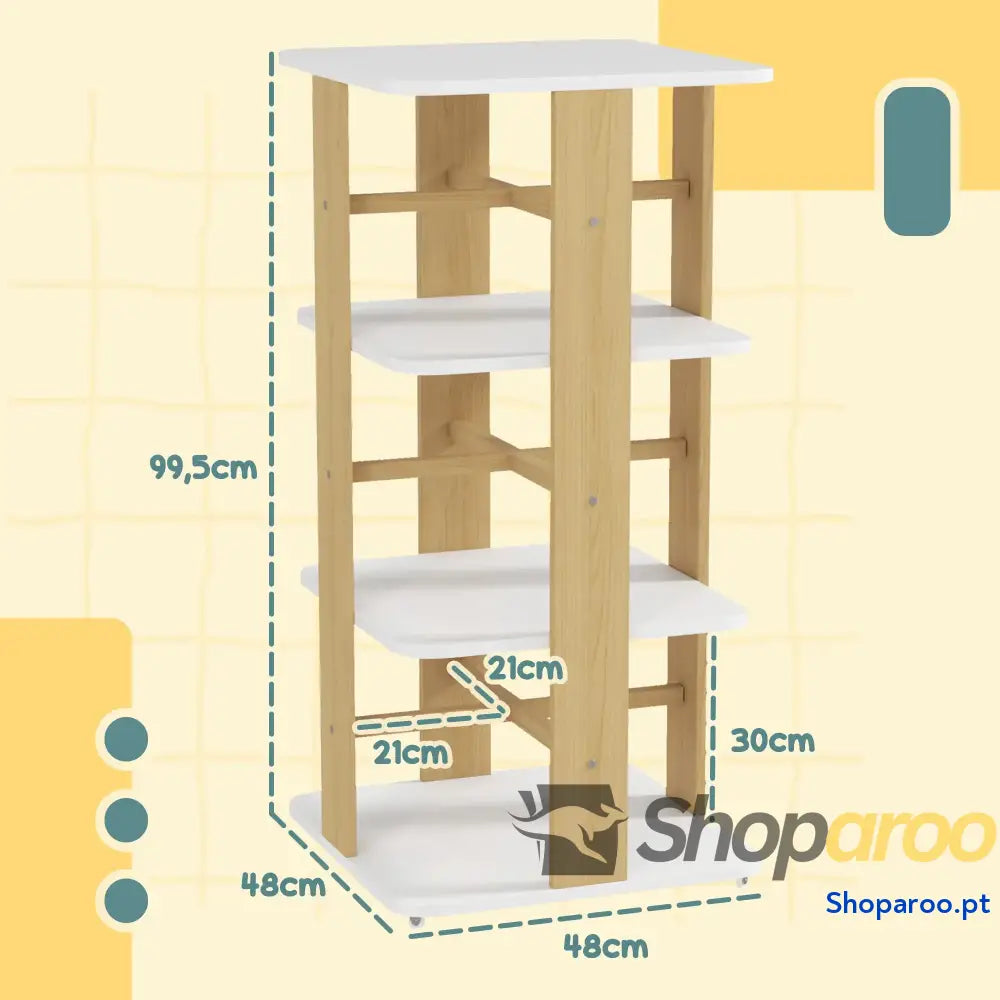 Estante para Livros Infantil Crianças com Rodas 3 Prateleiras 48x48x99,5 cm Branco e Madeira