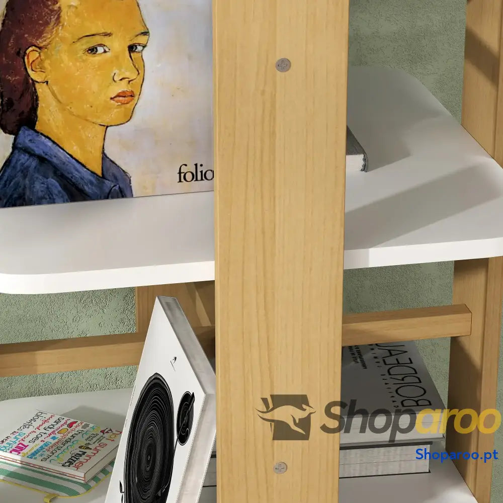 Estante para Livros Infantil Crianças com Rodas 3 Prateleiras 48x48x99,5 cm Branco e Madeira