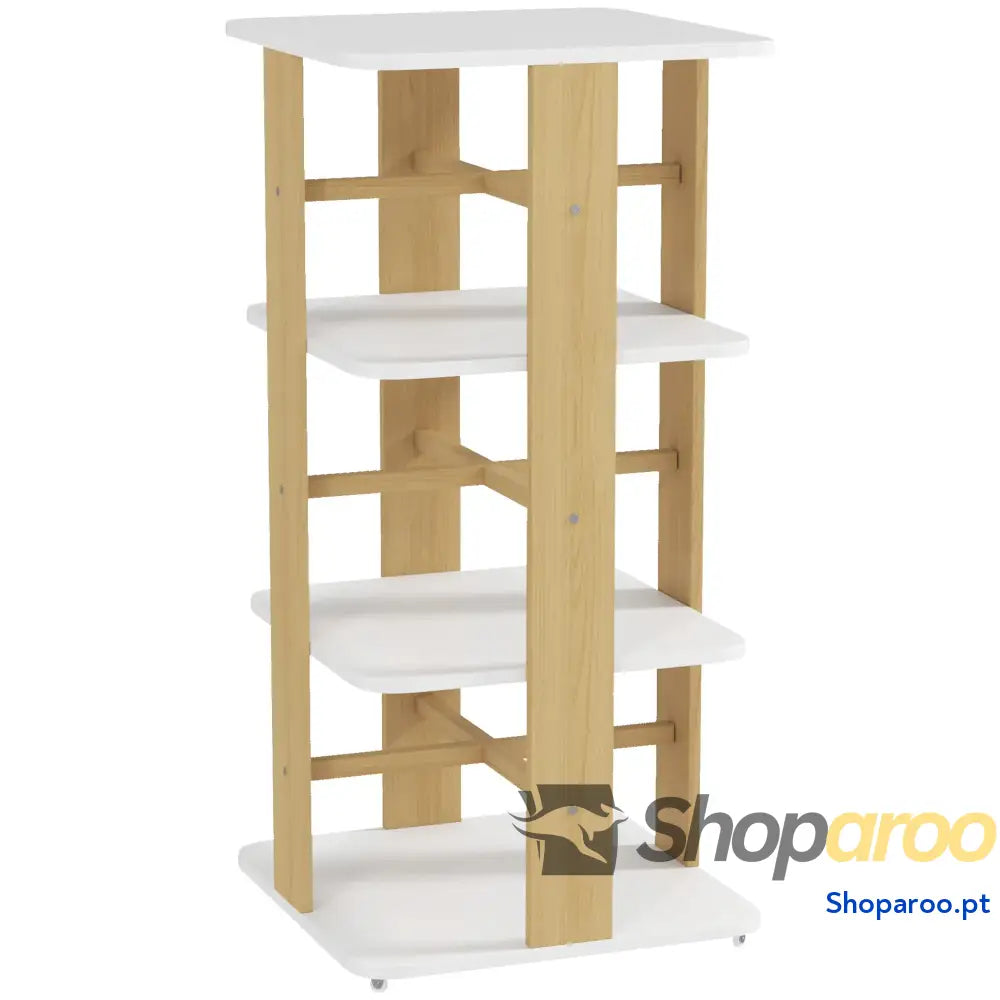Estante para Livros Infantil Crianças com Rodas 3 Prateleiras 48x48x99,5 cm Branco e Madeira