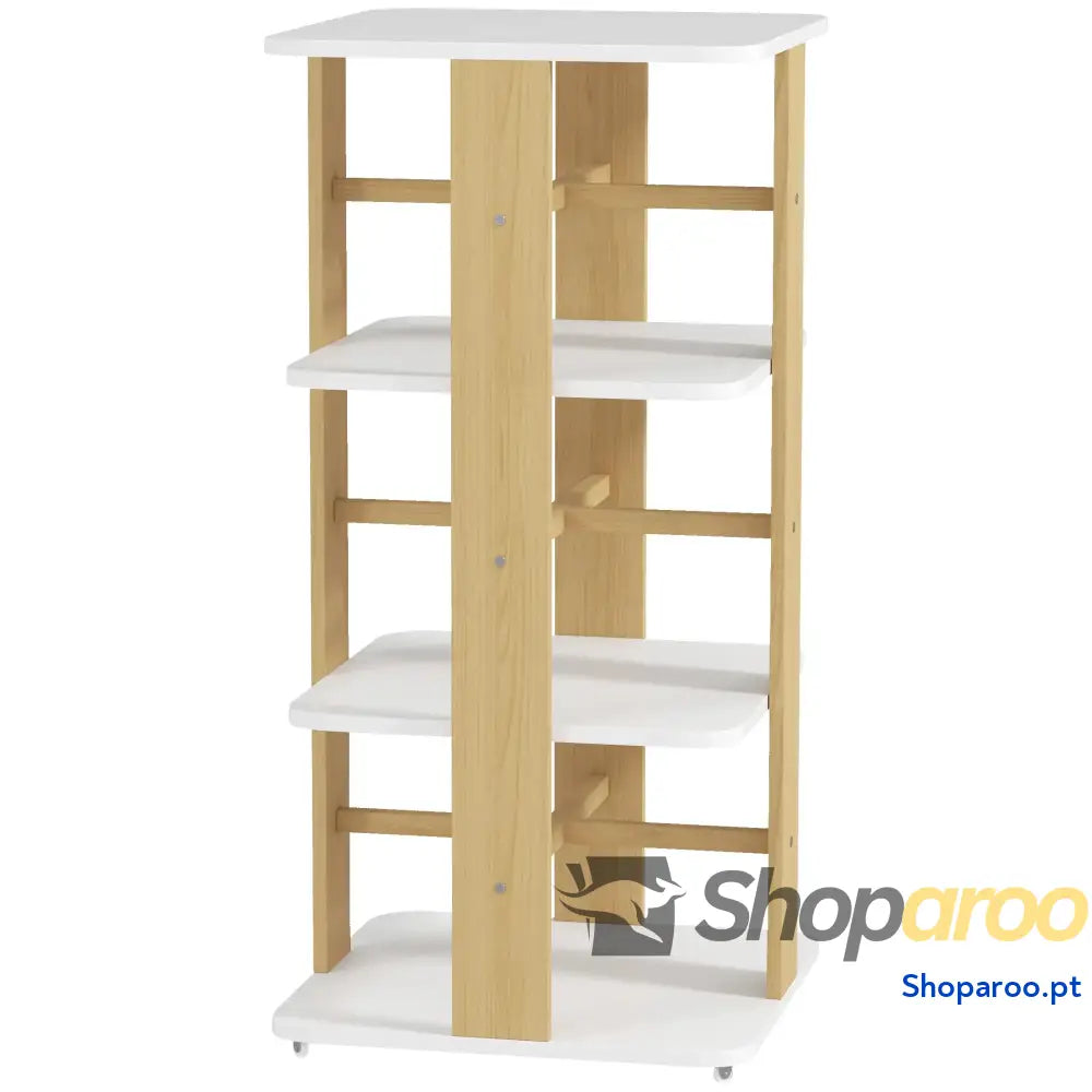 Estante para Livros Infantil Crianças com Rodas 3 Prateleiras 48x48x99,5 cm Branco e Madeira