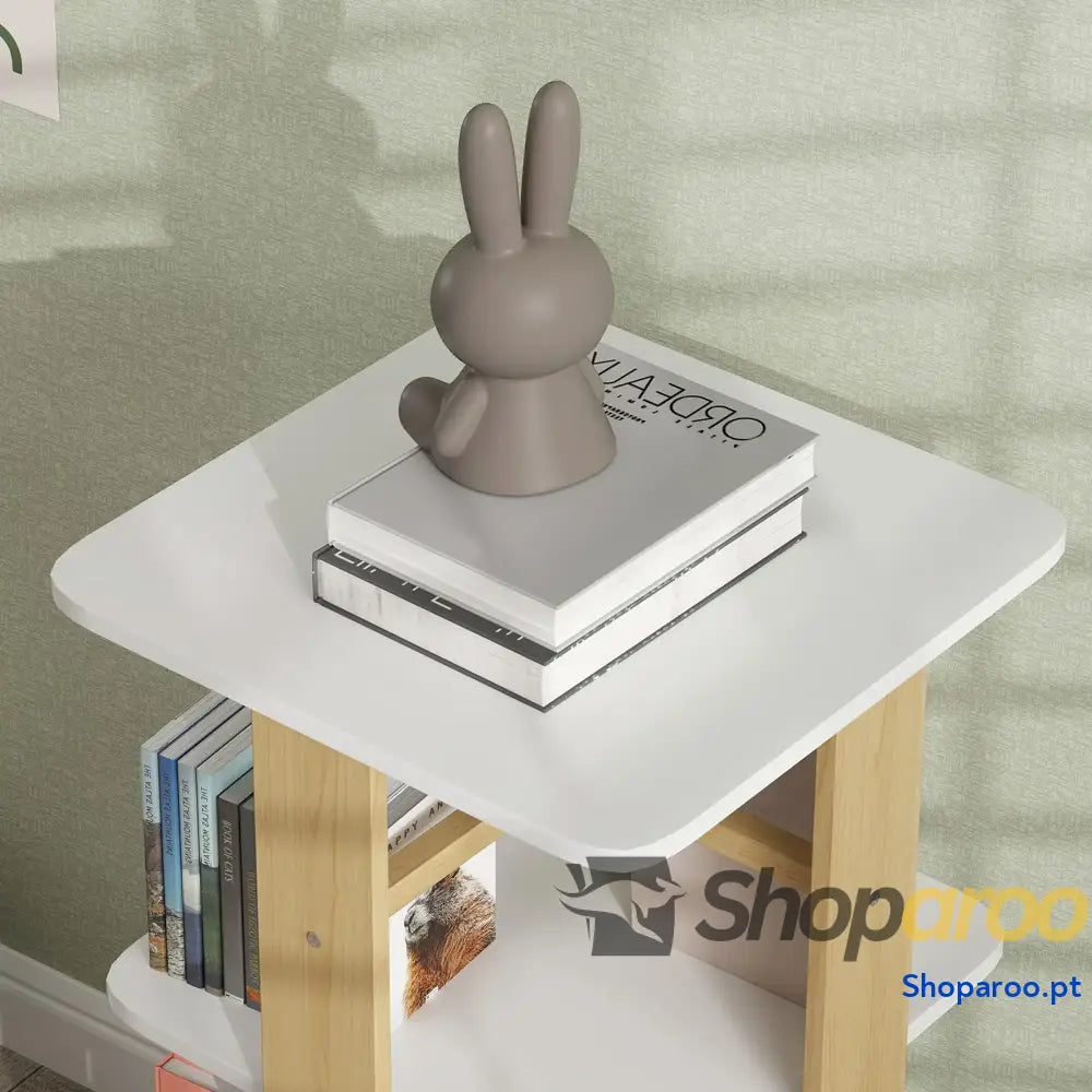 Estante para Livros Infantil Crianças com Rodas 3 Prateleiras 48x48x99,5 cm Branco e Madeira