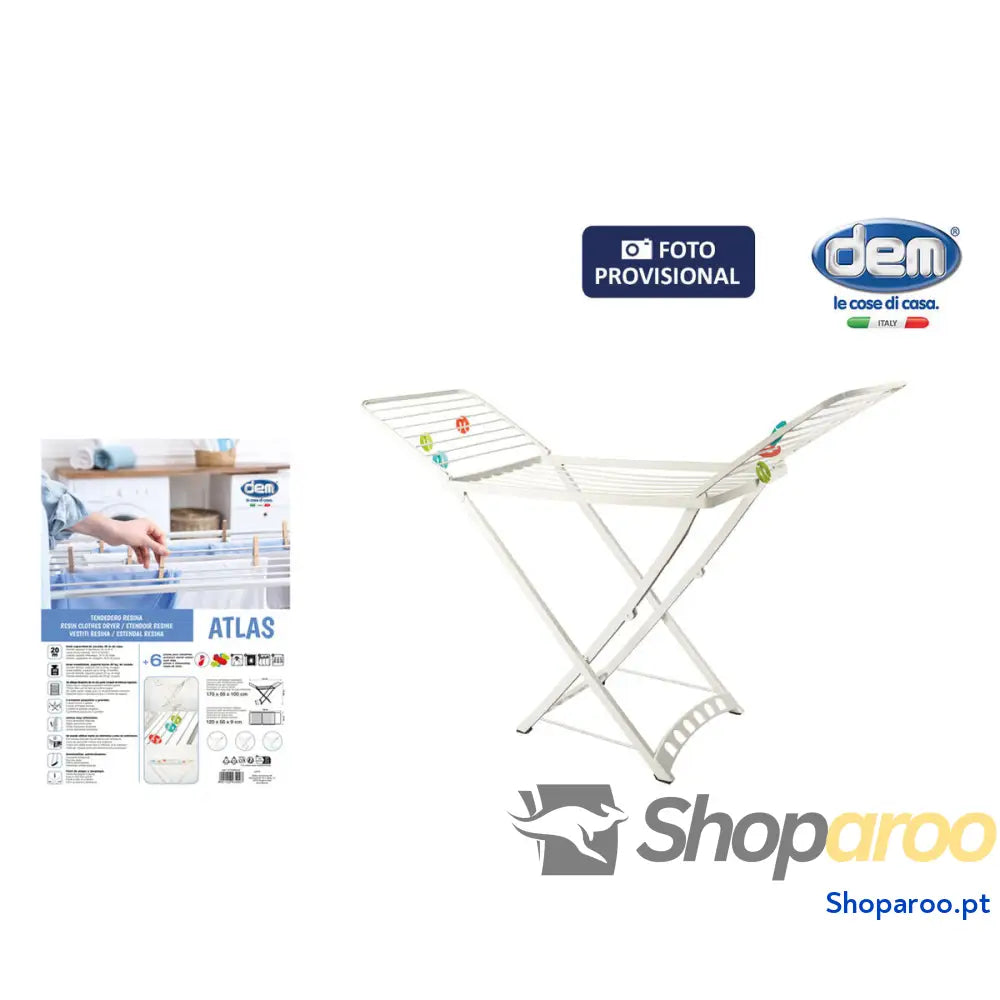 Estendal de Roupa Dobrável Inde Atlas Branco 172 x 220 x 50,5 cm