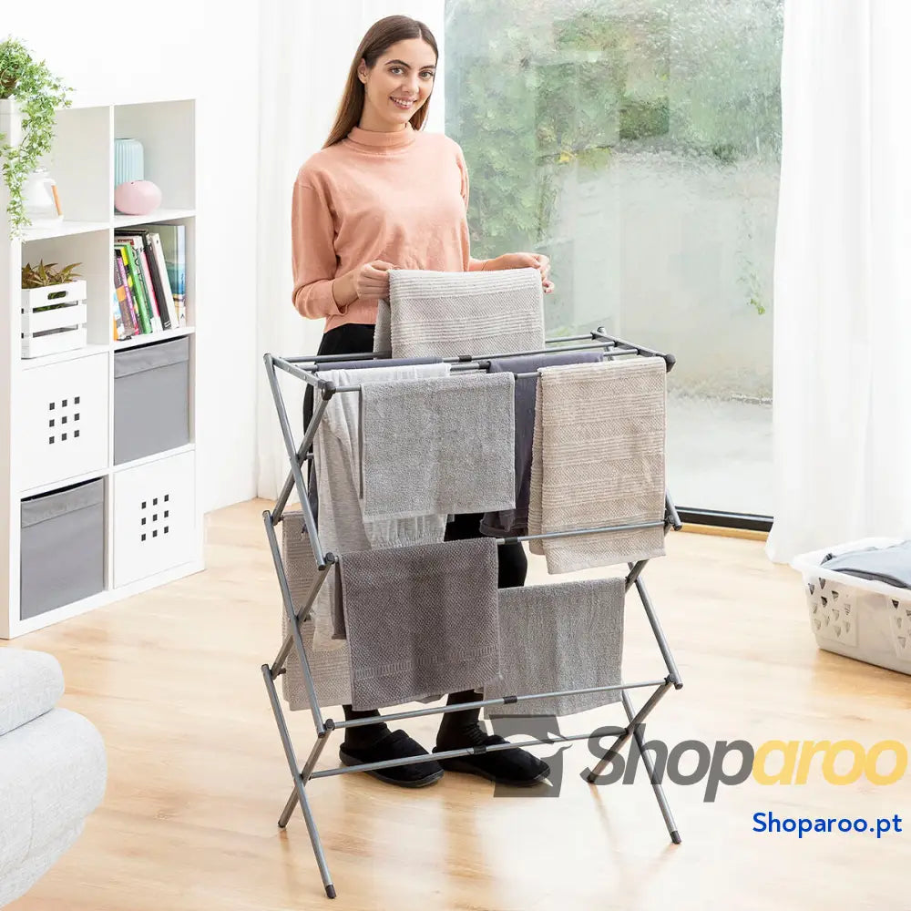 Estendal Metálico Rebatível e Extensível com 3 Alturas Cloxy InnovaGoods 11 Barras