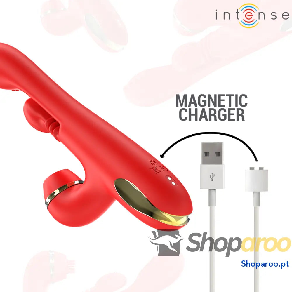ESTIMULADOR DE CLITÓRIS MULTIFUNCIONAL KATY 4 CABEÇAS INTERCAMBIÁVEIS VERMELHO